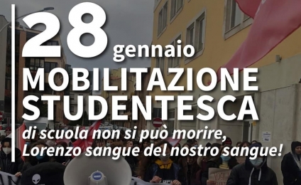 Roma, 28 gennaio 2022. La Fiom aderisce alla mobilitazione nazionale studentesca: Di scuola non si può morire