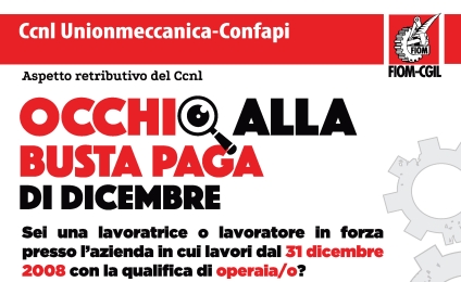 Ccnl Unionmeccanica-Confapi. Occhio alla busta paga di dicembre