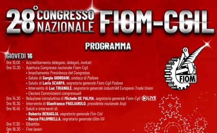 28° Congresso nazionale Fiom-Cgil. Padova, 16>18 febbraio 2023 (Programma)