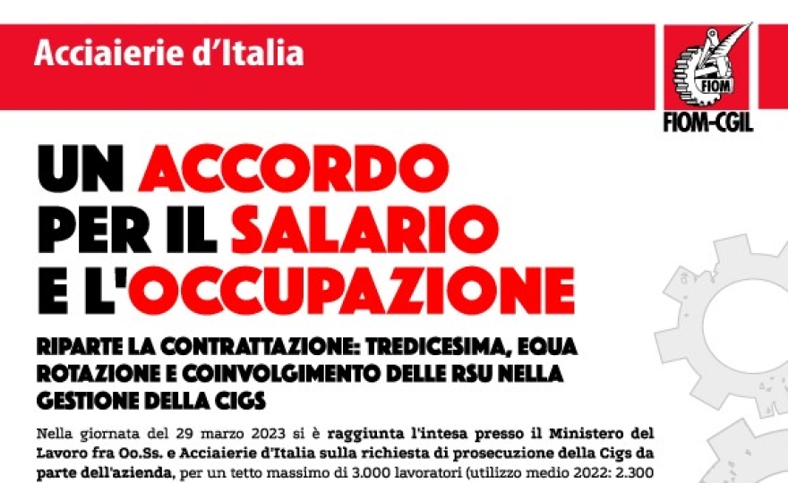 Acciaierie d'Italia. Un accordo per il salario e l'occupazione [volantino]